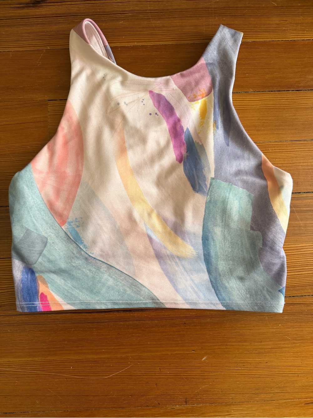 Athleta Abstract Watercolor Crop Tank Top - Multi-Color